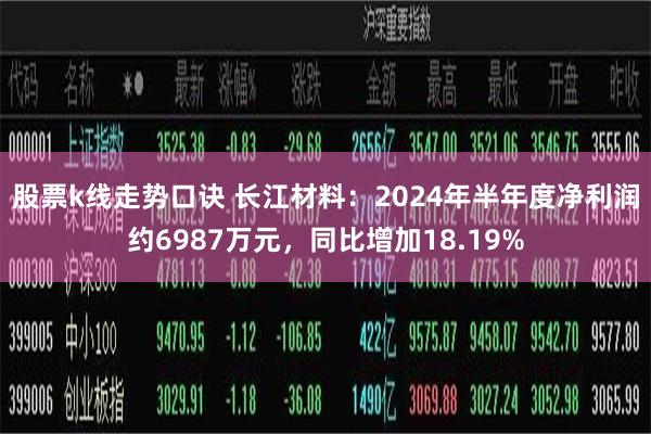 股票k线走势口诀 长江材料：2024年半年度净利润约6987万元，同比增加18.19%