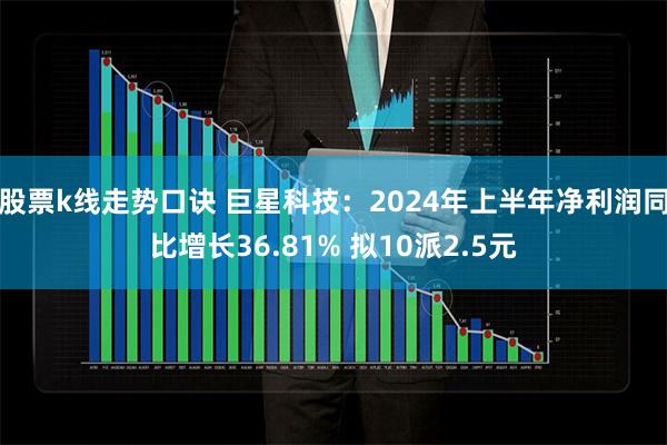 股票k线走势口诀 巨星科技：2024年上半年净利润同比增长36.81% 拟10派2.5元